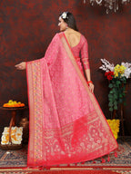 Vedant Vastram Baby Pink Color Kanjeevaram Organza Silk Saree - Baby Pink | Grocsy