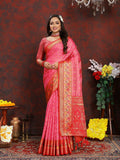Vedant Vastram Pink Color Kanjeevaram Organza Silk Saree - Pink | Grocsy
