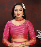 Vedant Vastram Rama Color Kanjeevaram Organza Silk Saree - Rama | Grocsy