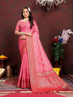 Vedant Vastram Baby Pink Color Kanjeevaram Organza Silk Saree - Baby Pink | Grocsy