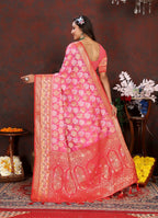 Vedant Vastram Baby Pink Color Kanjeevaram Organza Silk Saree - Baby Pink | Grocsy