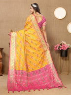 Vedant Vastram Mustard Color Kanjeevaram Patola Silk Saree - Mustard | Grocsy