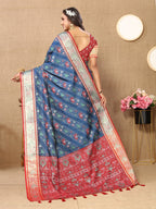Vedant Vastram Navy Blue Color Kanjeevaram Patola Silk Saree - Navy Blue | Grocsy