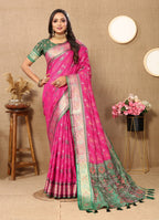 Vedant Vastram Pink Color Kanjeevaram Patola Silk Saree - Pink | Grocsy