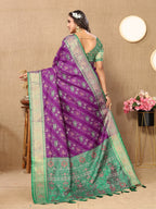 Vedant Vastram Purple Color Kanjeevaram Patola Silk Saree - Purple | Grocsy