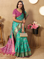 Vedant Vastram See Green Color Kanjeevaram Patola Silk Saree - See Green | Grocsy