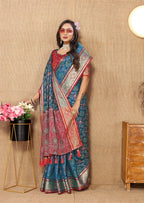 Vedant Vastram Navy Blue Color Kanjeevaram Patola Silk Saree - Navy Blue | Grocsy
