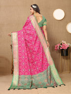 Vedant Vastram Pink Color Kanjeevaram Patola Silk Saree - Pink | Grocsy