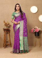 Vedant Vastram Purple Color Kanjeevaram Patola Silk Saree - Purple | Grocsy
