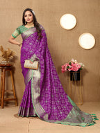 Vedant Vastram Purple Color Kanjeevaram Patola Silk Saree - Purple | Grocsy