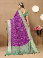 Vedant Vastram Purple Color Kanjeevaram Patola Silk Saree - Purple | Grocsy