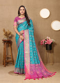 Vedant Vastram Rama Color Kanjeevaram Patola Silk Saree - Rama | Grocsy