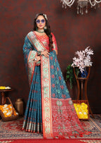 Vedant Vastram Navy Blue Color Kanjeevaram Patola Silk Saree - Navy Blue | Grocsy