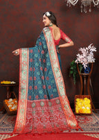 Vedant Vastram Navy Blue Color Kanjeevaram Patola Silk Saree - Navy Blue | Grocsy