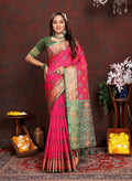Vedant Vastram Pink Color Kanjeevaram Patola Silk Saree - Pink | Grocsy
