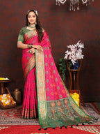 Vedant Vastram Pink Color Kanjeevaram Patola Silk Saree - Pink | Grocsy