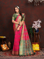 Vedant Vastram Pink Color Kanjeevaram Patola Silk Saree - Pink | Grocsy