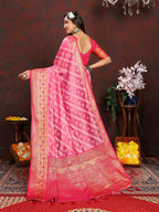 Vedant Vastram Pink Color Kanjeevaram Organza Silk Saree - Pink | Grocsy