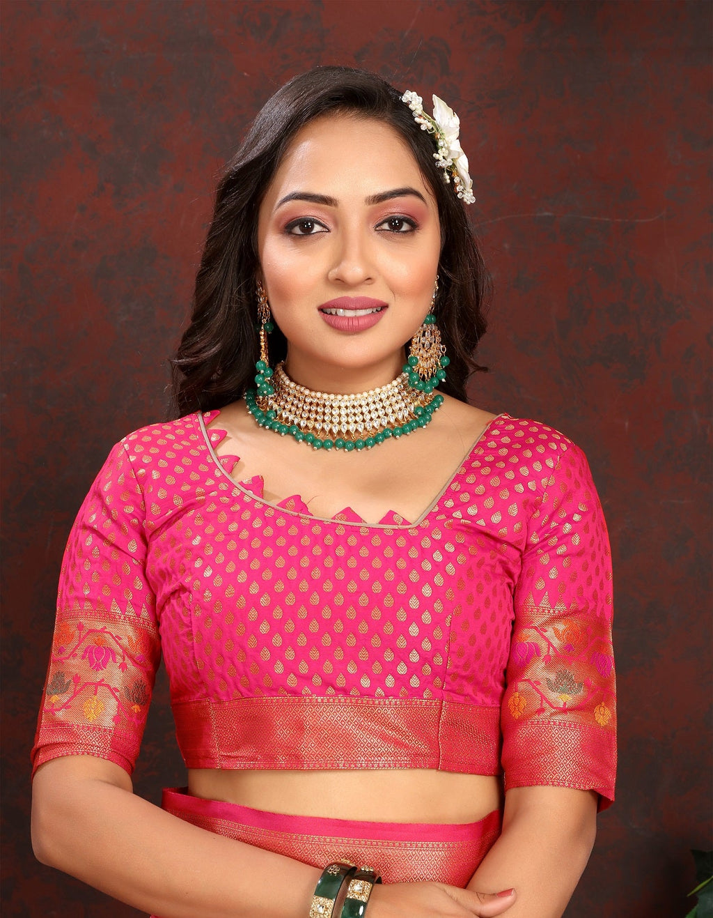 Vedant Vastram Pink Color Kanjeevaram Organza Silk Saree - Pink | Grocsy