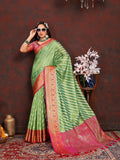 Vedant Vastram Parrot Color Kanjeevaram Organza Silk Saree - Parrot | Grocsy