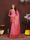 Vedant Vastram Pink Color Kanjeevaram Organza Silk Saree - Pink | Grocsy