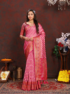 Vedant Vastram Pink Color Kanjeevaram Organza Silk Saree - Pink | Grocsy
