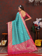 Vedant Vastram Rama Color Kanjeevaram Organza Silk Saree - Rama | Grocsy