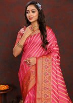 Vedant Vastram Tomato Color Kanjeevaram Organza Silk Saree - Tomato | Grocsy