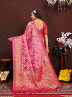 Vedant Vastram Pink Color Kanjeevaram Organza Silk Saree - Pink | Grocsy