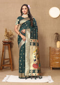 Vedant Vastram Bottle Green Color Paithani Silk Saree - Bottle Green | Grocsy