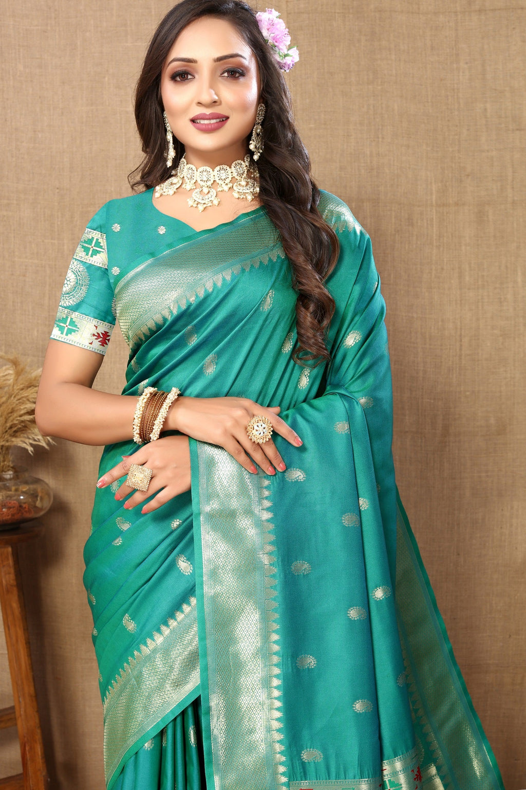 Vedant Vastram See Green Color Paithani Silk Saree - See Green | Grocsy