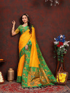 Vedant Vastram Mustard Color Paithani Silk Saree - Mustard | Grocsy