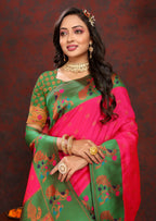 Vedant Vastram Pink Color Paithani Silk Saree - Pink | Grocsy