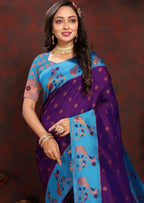 Vedant Vastram Violet Color Paithani Silk Saree - Violet | Grocsy