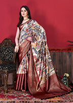 Vedant Vastram Maroon Color Kanjeevaram Silk Saree - Maroon | Grocsy