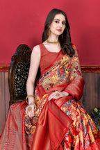 Vedant Vastram Red Color Kanjeevaram Silk Saree - Red | Grocsy
