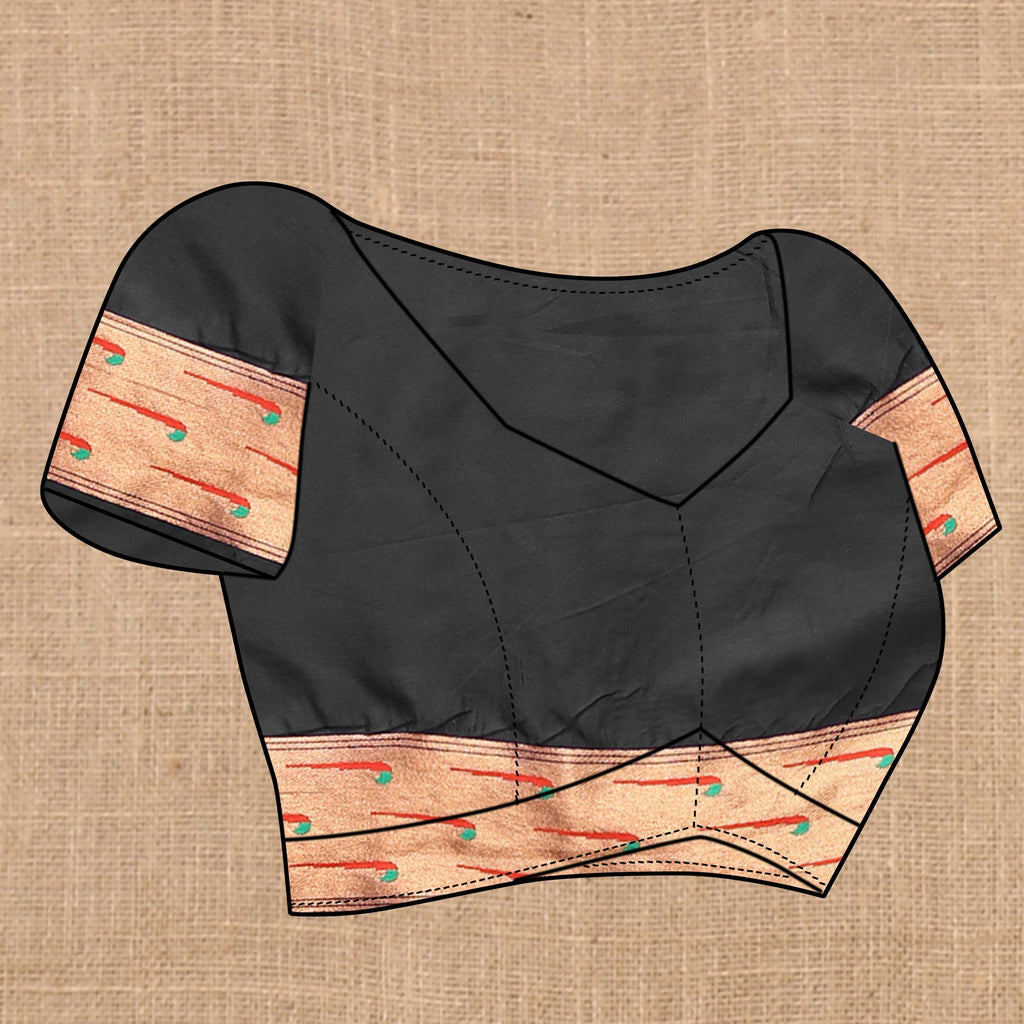 Vedant Vastram Black Color Paithani Silk Saree - Black | Grocsy