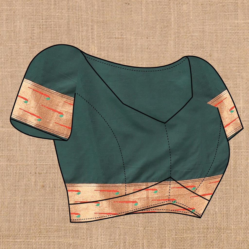 Vedant Vastram Bottle Green Color Paithani Silk Saree - Bottle Green | Grocsy