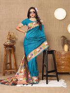Vedant Vastram Rama Color Paithani Silk Saree - Rama | Grocsy