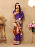 Vedant Vastram Violet Color Paithani Silk Saree - Violet | Grocsy
