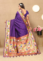 Vedant Vastram Violet Color Paithani Silk Saree - Violet | Grocsy