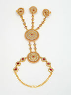 NVR Women's Gold-Polished CZ Stone-Studded Handcrafted Ring Bracelet | Grocsy