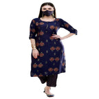 Lagi Women's Blue Printed Straight Kurta & Pant (MC38B) | Grocsy