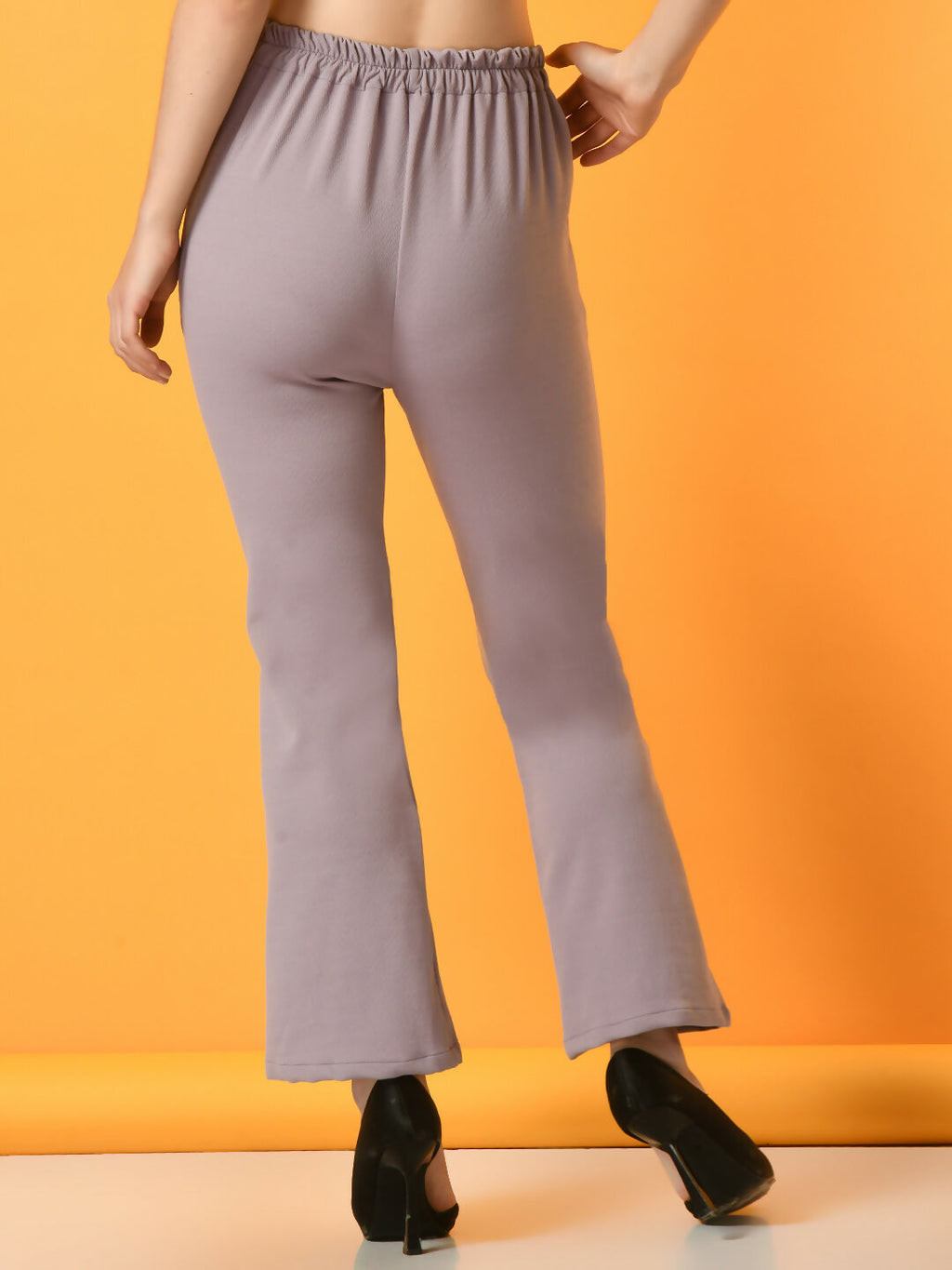 Myshka Women's Lavender Flared Party Trouser | Grocsy