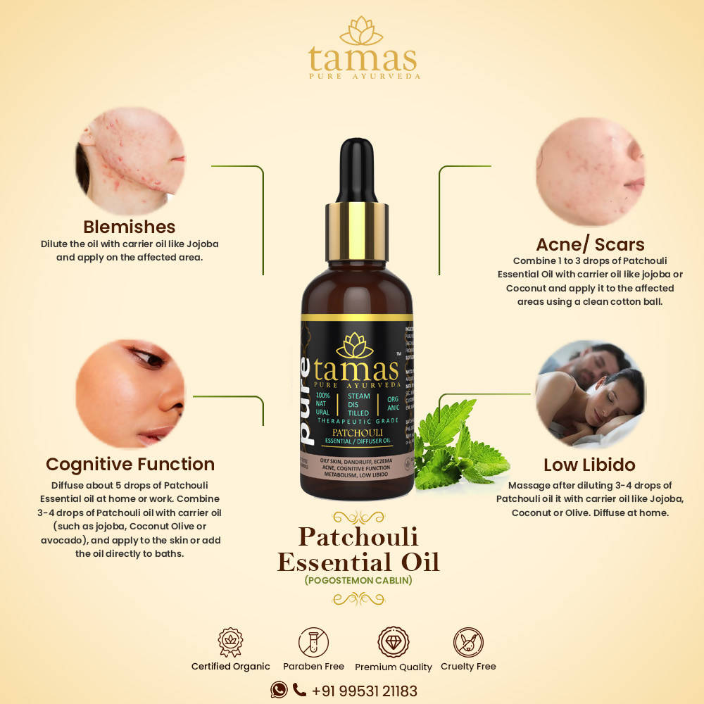 Tamas Pure Ayurveda 100% Organic Patchouli Essential Oil- USDA Certified Organic | Grocsy