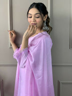 Lavender Viscose Chanderi Stitched Suit With Dupatta - Tanisha | Grocsy