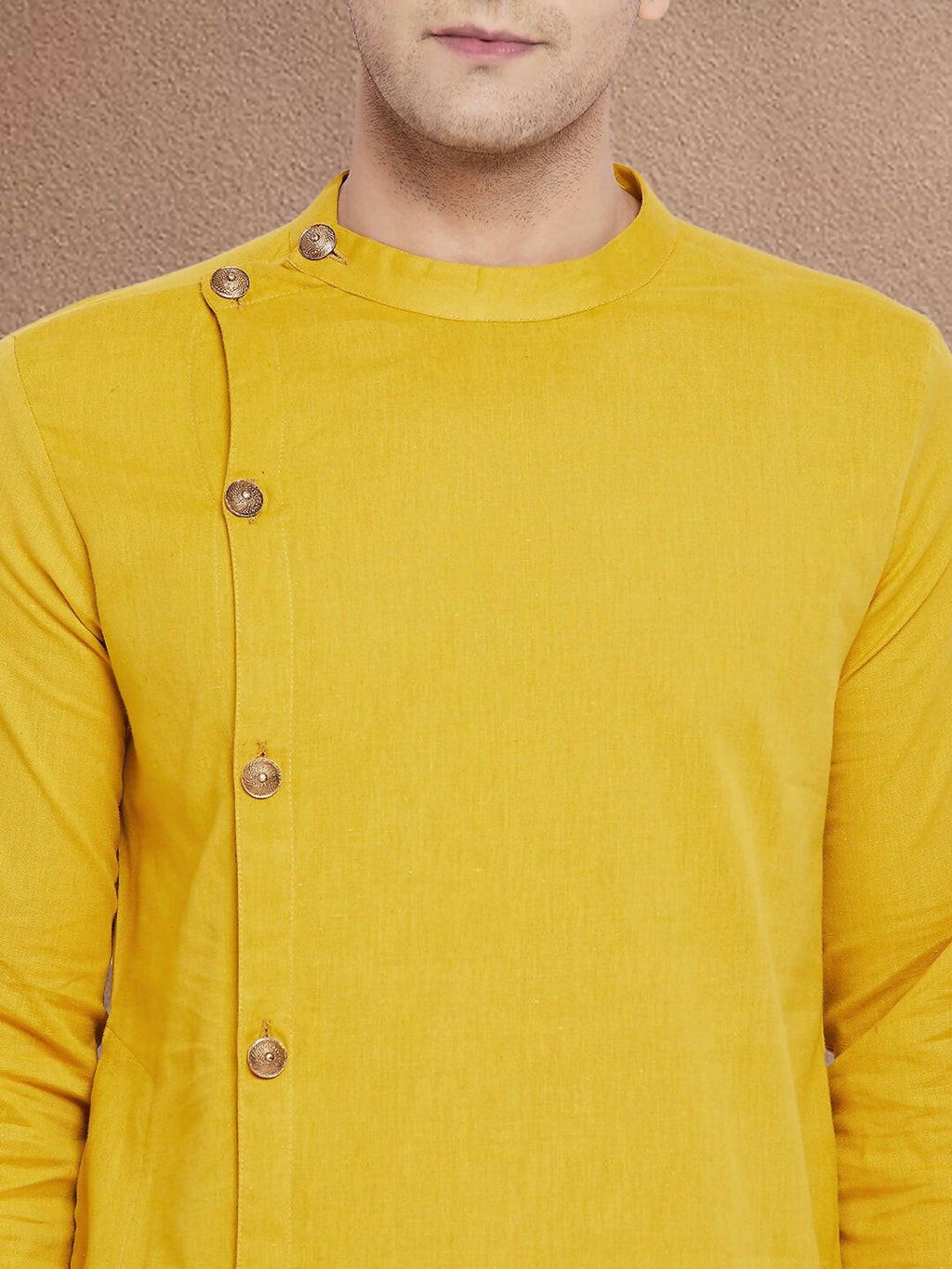 Even Apparels Men's Asymetrical Yellow Sherwani Kurta | Grocsy