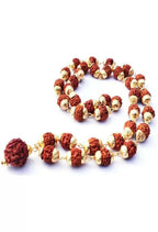 Mominos Fashion Joharkamal Gold-Polished Statement Rudraksha Mala Long Necklace (Golden) | Grocsy