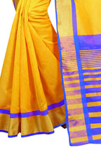 Vamika Yellow Cotton Silk Weaving Saree (MASTANI ROYAL BLUE) | Grocsy