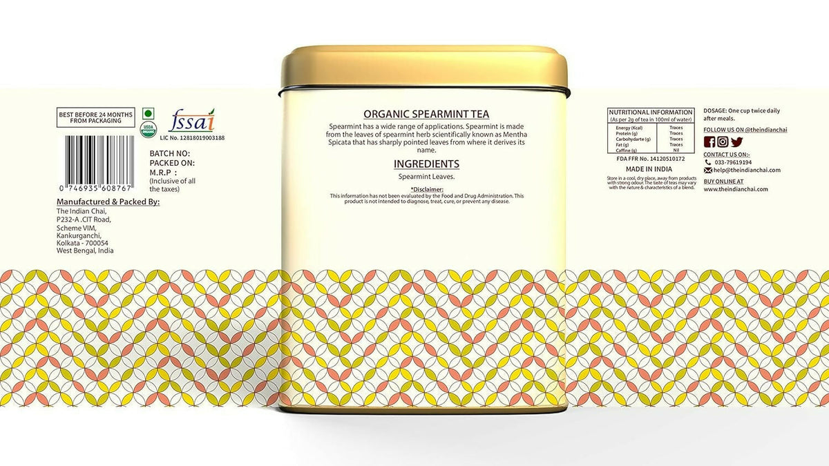 The Indian Chai – Organic Spearmint Tea 30 Pyramid Tea Bags | Grocsy